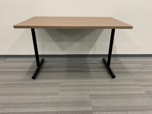 light brown table with t legs 1