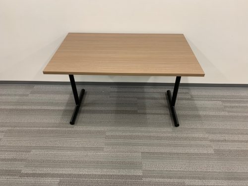 light brown table with t legs 2
