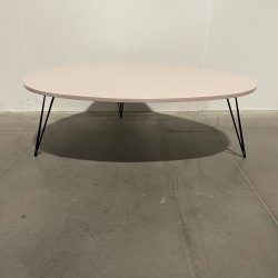 beige table with black hairpin legs 1